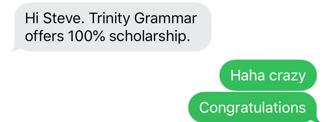 scholarly scholarship result with a 100% at Trinity Grammar