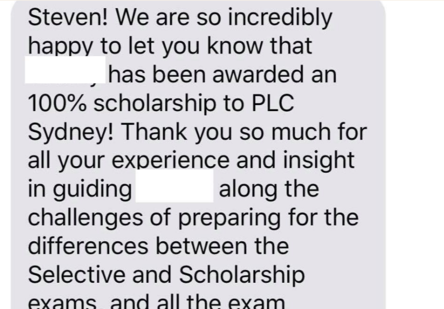scholarly scholarship result with 100% scholarship at PLC Sydney