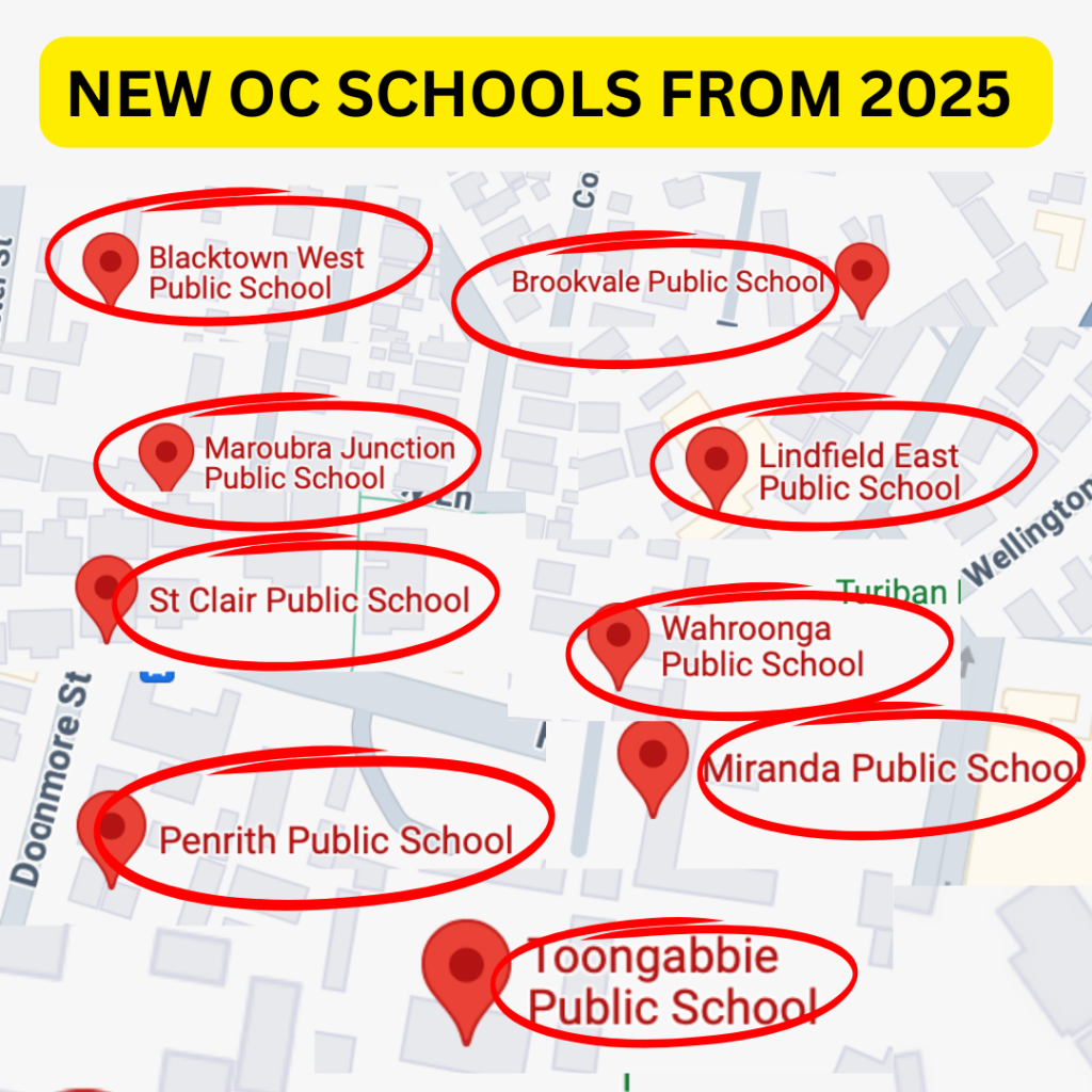 list of new oc schools in NSW from 2025