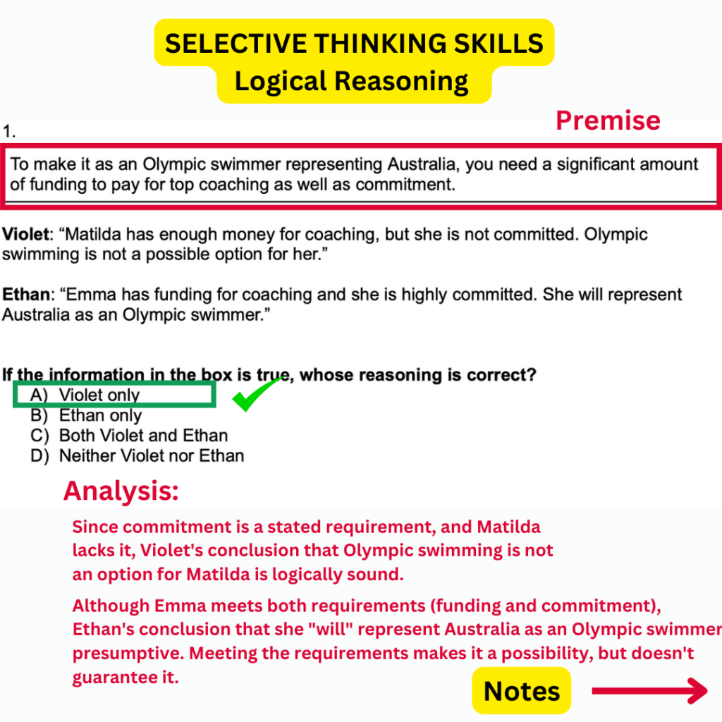 Thinking Skills question explained for NSW selective test