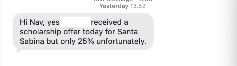 Santa Sabina College 25% Scholarship